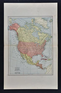 1885 Watson Map - North America - United States Canada Mexico Alaska Cuba Arctic - Picture 1 of 2