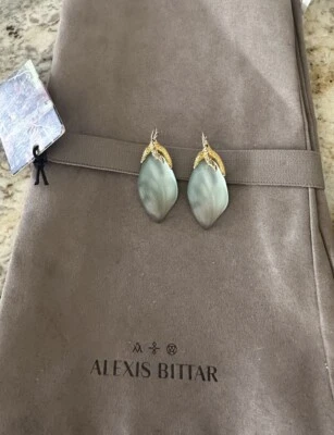 100% Authentic Alexis Bittar Blue Grey Ombré  Lucite Crystal Earrings - Image 1 of 4