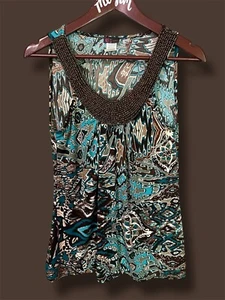 Tanque con cuentas de madera Y2K Agenda patrón tribal tropical tamaño mediano - Imagen 1 de 8