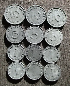 OLD COINS OF THIRD REICH NAZI GERMANY (1940-1944) WORLD WAR II - MIX 336 - Picture 1 of 2