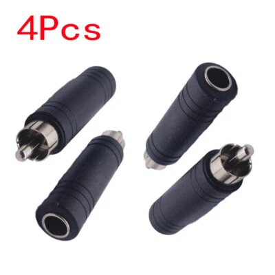 4pcs Female 6.35mm 1/4" Jack to Male RCA Connector Converter Audio Adapter Mono - Image 1 of 4