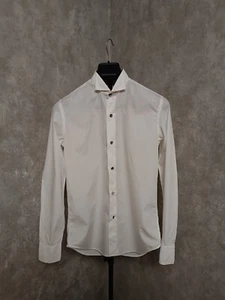 ELEVENTY Size S White Solid Cotton perl Button Up Long Sleeve Shirt - Picture 1 of 9