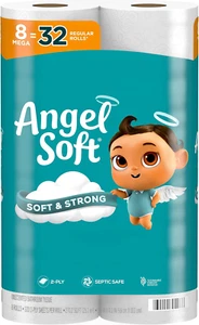 Angel Soft Toilet Paper, 8 Mega Rolls = 32 Regular Rolls, Soft and Strong Toilet - Picture 1 of 12