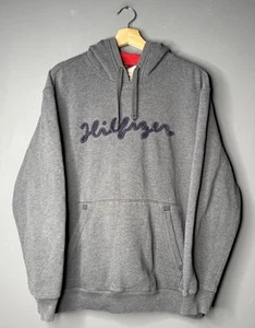 Size XL Men’s - Y2K Tommy Hilfiger Gray Logo Hoodie Pullover (Fits Like A Large) - Picture 1 of 7