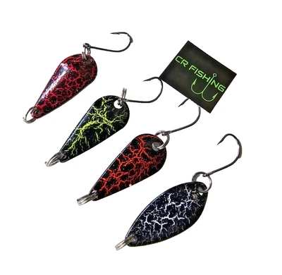 Forellen Spoons 4er Set Blitz Glitzer Muster Ultra Light Angeln Gratisgeschenk - Bild 1 von 4