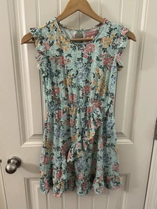 Bcbg Girl’s Size Med (10/12) Teal Floral Sundress - Picture 1 of 5