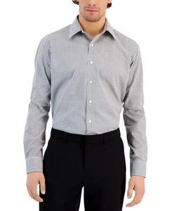 Club Room Men's Regular Fit Check Dress Shirt B&W SMALL 14-14.5 in - Picture 1 of 1