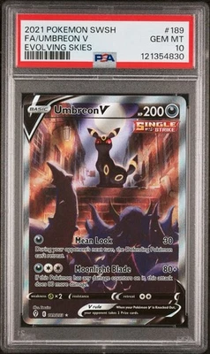 Pokemon 2021 Umbreon V 189/203 Alt Art Evolving Skies GEM MINT PSA 10 - Image 1 of 2