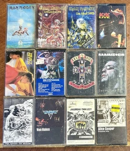 12 Metal Rock Cassettes, Used, Iron Maiden, Rammstein, Rage Against The Machine, - Picture 1 of 2