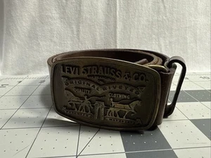 Levi's Strauss & Co. Gürtel Messingschnalle Braun 100% Leder 38 Made In Italy - Bild 1 von 7