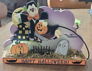 Halloween Decor Wooden Table Figure Frankenstein, Pumpkin - Picture 1 of 6