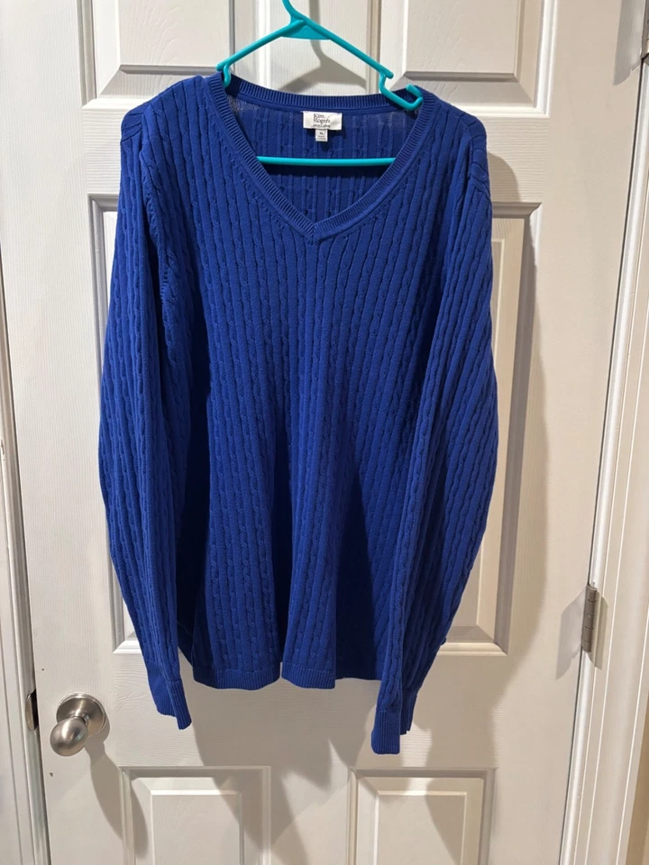 Kim Rogers Suéter Mujer Talla XL V Cuello Cable Tejido Manga Larga Azul Suéter Foto 1 de 1