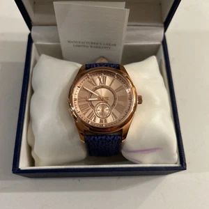 Bronzo ltalia Milor Italy Rosetone Ladies Quartz Watch w/ Blue Cowhide Band - Picture 1 of 9