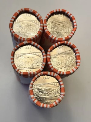 5 Rolls 2005-D West Virginia State Quarters Bank Wrapped - See Description - Image 1 of 4