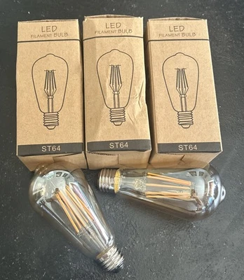 5 LED Filament Light Bulbs ST64,8W,360° 2700K, 110V Amber Glass(not Dimmable) - Image 1 of 4