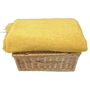 Cree Mills for Harrods Yellow Pure Mohair Scottish Made Large Blanket 88" x 88" - Picture 1 of 13