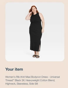 Plus Size Rib-Knit Maxi Dress Black 3X: Heavyweight Cotton Blend New with tags - Picture 1 of 7