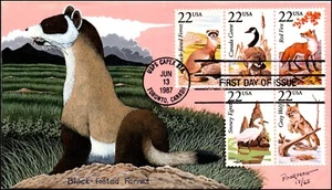 Scott 2324 - 26 +  22 Cents Wildlife - Curtis Poormon Hand Painted FDC 17 / 65 - Picture 1 of 2