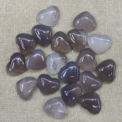 Cabujones de piedra de ágata gris natural en forma de corazón 30 cuentas sin agujeros 15x18 mm Foto 1 de 4