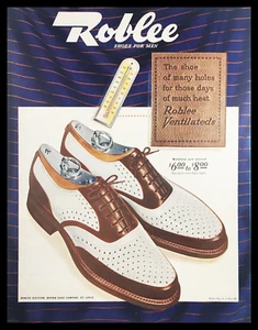 1945 Roblee Ventilateds Shoes for Men Vintage Print Ad - Picture 1 of 1