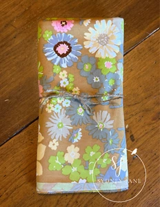 1970's Vintage Floral Fabric. 45" x 1.25" Yards. Brown. Pink. Yellow. Gray - Picture 1 of 3