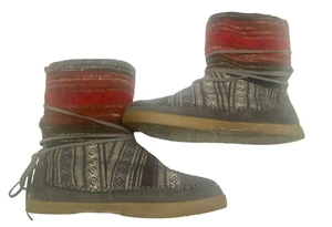 TOMS Women Roll Down Moccasin Size 7.5 Gray Nepal Wool Suede Ankle Boots Casual - Picture 1 of 11