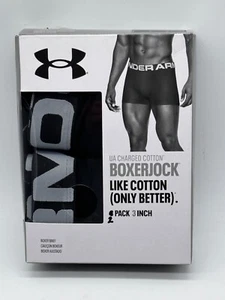 NEW 2 PACK MENS UNDER ARMOUR UA ORIGINAL COTTON / POLY BOXER JOCK 3" INSEAM 5XL - Picture 1 of 2