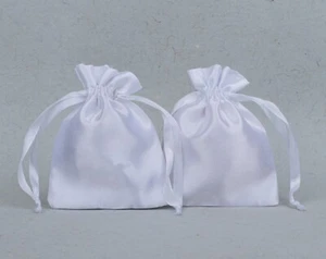 100Pcs Drawstring Handmade Satin Gift Bag White Wedding Favor Jewelry Pouch 3x4" - Picture 1 of 6