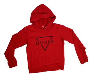 Guess Embossed Triangle Logo Drawstring children Hoodie Red Size Small - Picture 1 of 8