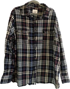 Good Fellow Button Down Flannel size 2XB Blue/Red/White Plaid Long Sleeve - Picture 1 of 8