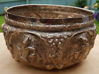 RARE ANTIQUE 19TH CENTURY SIAM BURMESE SOLID SILVER BOWL SIGNED 589 G.