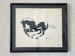 RARE 1970s Joe Hilario Herrera Wild Horse Native American Indian Painting - Picture 1 of 5