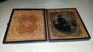 c1860s CIVIL WAR SOLDIER? Studio Shot TINTYPE Uniform HAND-TINTED Colored - Picture 1 of 7