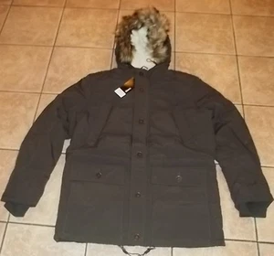 GEORGE Brown PARKA COAT~ MEDIUM LARGE XL~NWT~HOODED Faux Fur Hood~Winter Jacket - Picture 1 of 32