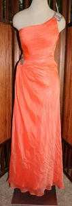 La Femme orange chiffon rhinestones long bridesmaids evening dress 4 - Picture 1 of 5