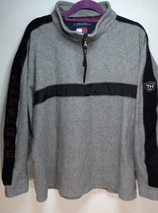 Suéter Pullover Tommy Hilfiger Para Hombres XL Media Cremallera Polar Años 90 Gris/Negro - Imagen 1 de 11