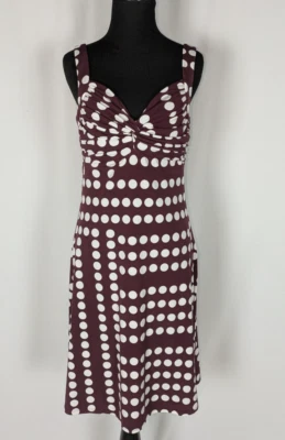 Vestido White House Black Market 4 Feminino Marrom Bolinhas Linha A Jersey Twist - Imagem 1 de 4