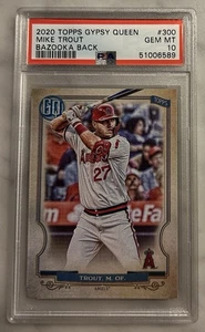 2020 TOPPS GYPSY QUEEN MIKE TROUT BAZOOKA BACK SP #300 PSA 10 GEM MINT ANGELS - Foto 1 di 2