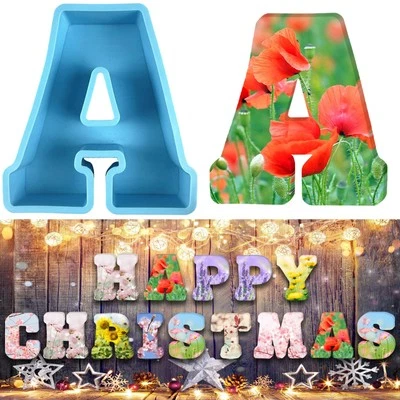 Stampi in silicone 3D alfabeto grande a forma di lettera epossidica pe BC - Immagine 1 di 4
