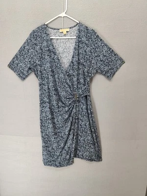 Michael Kors Dress Womens XL Floral Ruched Short Sleeve Wrap Knee Length - Image 1 of 4