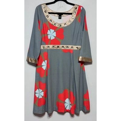 BCBGMAXAZRIA Mod-Pop Jewel отделки Skater платье XL ретро цветочный заявление - Изображение 1 из 4