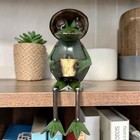 6.75" Repurposed Recycled Vtg Scrap Metal Shelf Sitter Coffee Frog Statue Home