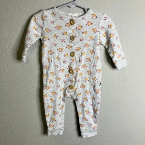 Strampler Hase und Bär Größe 6-9 m Blumenmuster Bio-Baumwolle - Bild 1 von 4