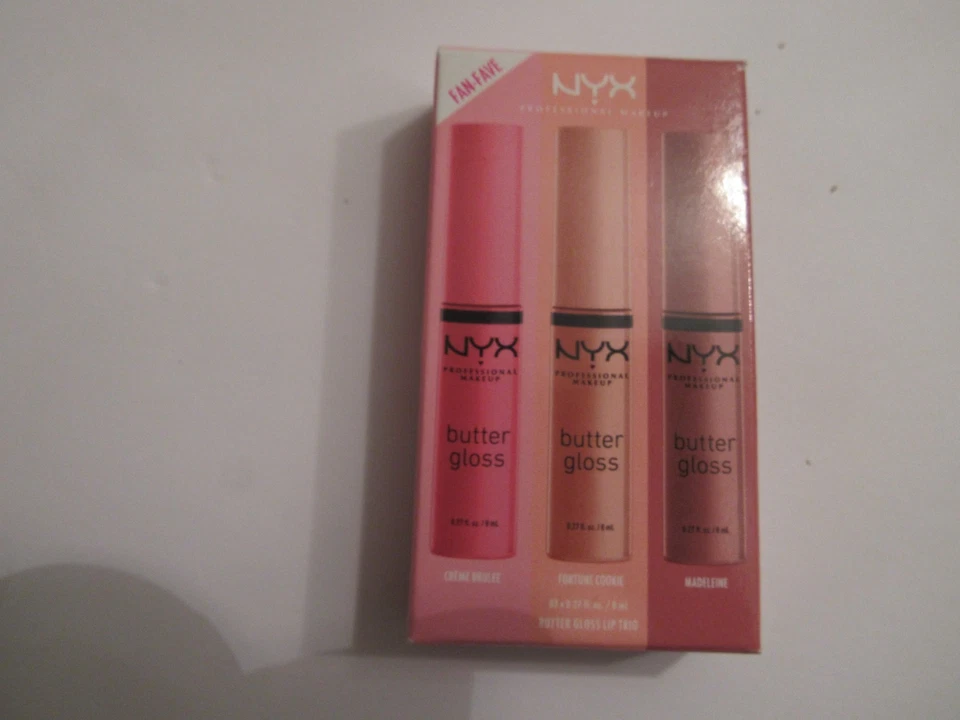 4x NYX Butter Gloss Kit 3 Lip Glosses 12 Creme Brulee 8ml