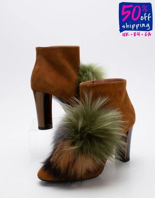 RRP€339 POLLINI Leather Ankle Boots US6 UK3 EU36 Brown HANDMADE in Italy - Image 1 of 4