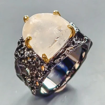 Anillo Topacio Blanco Natural Gema Áspera 9 quilates Plata de Ley 925 Talla 7/R447924 Foto 1 de 4