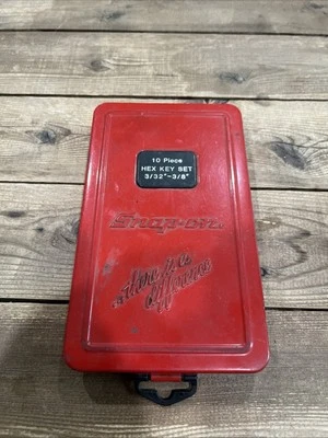 Snap On SAE 10 Piece Allen Hex Key Set 3/32”-3/8” Complete w/ Metal Case - Image 1 of 3