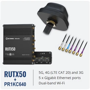 Router Teltonika RUTX50 Industrial 5G LTE CAT20 Negro PR1KC640 5G Antena COMBO - Imagen 1 de 8