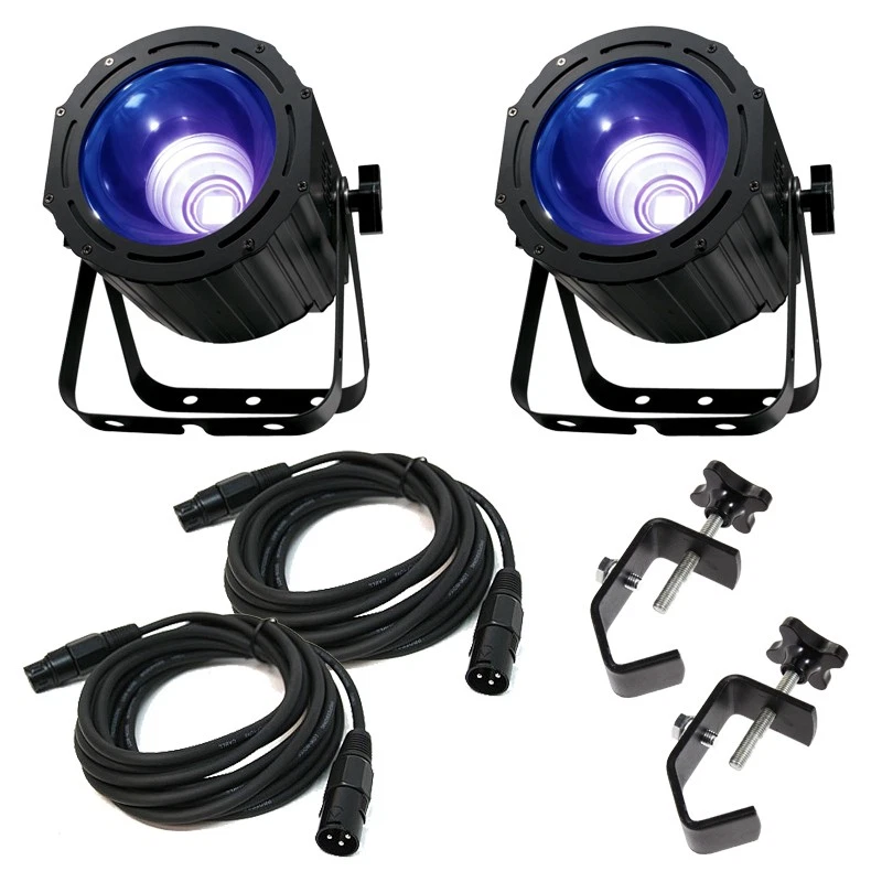 American DJ (2) UV COB Cannon Ultraviolet Wash Package w/ Truss Clamps & Cables - Image 1 of 1