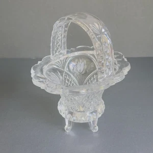 W. Germany European Collection 4 toed Lead Cut Crystal Glass Small Basket Etched - Picture 1 of 15